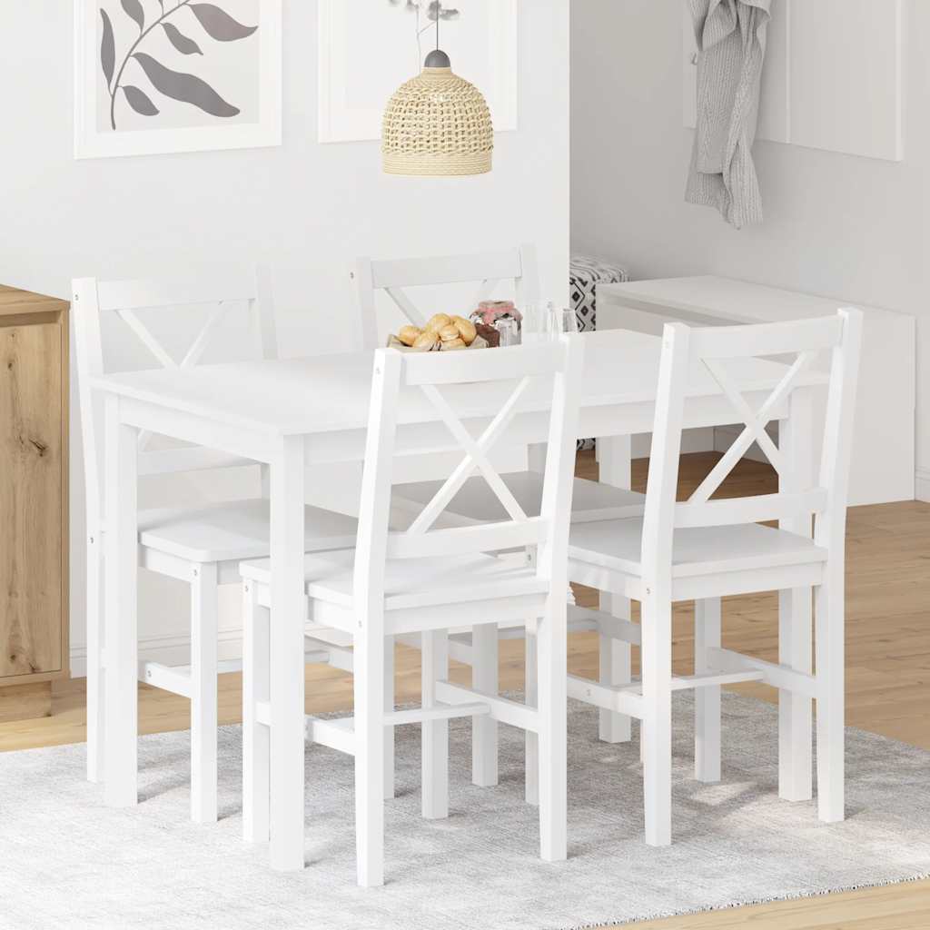 vidaXL 5 pcs Conjunto de jantar branco
