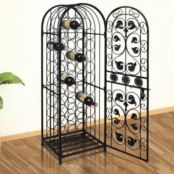 vidaXL Garrafeira, suporte de metal para 45 garrafas de vinho
