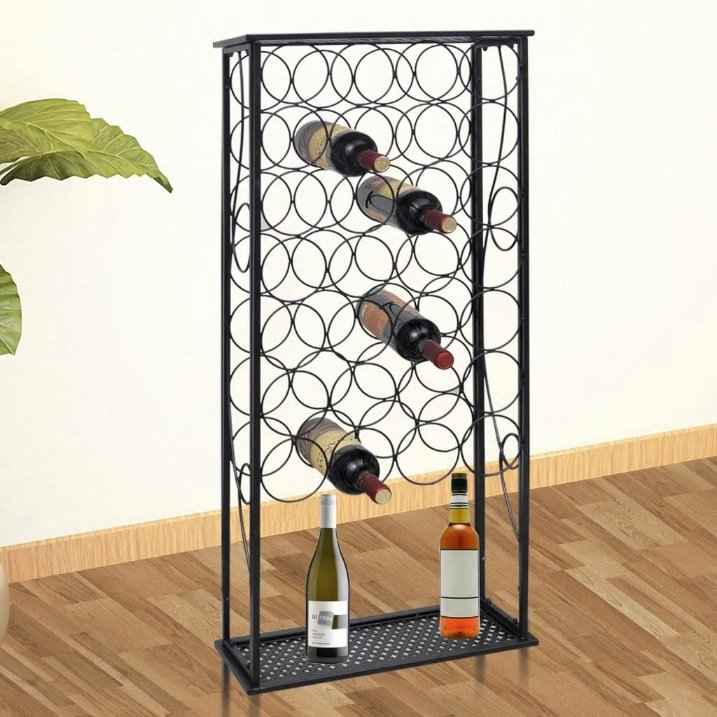vidaXL Garrafeira, suporte de metal para 45 garrafas de vinho