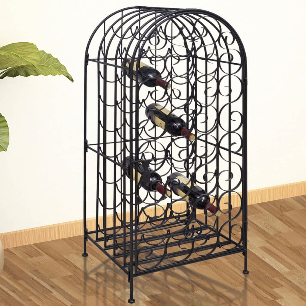 vidaXL Garrafeira, suporte de metal para 45 garrafas de vinho