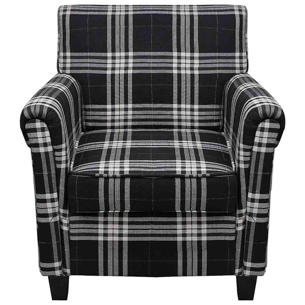 vidaXL Poltrona com almofadão tecido preto