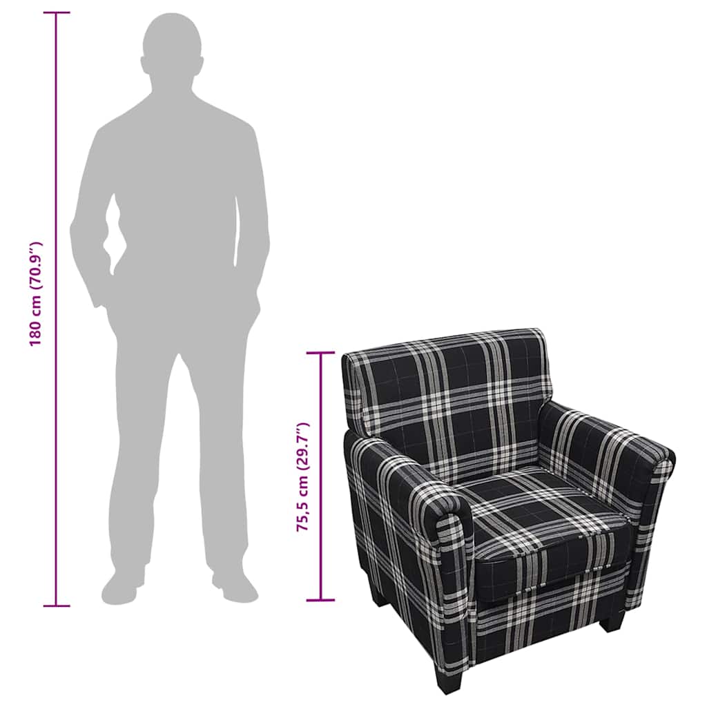 vidaXL Poltrona com almofadão tecido preto