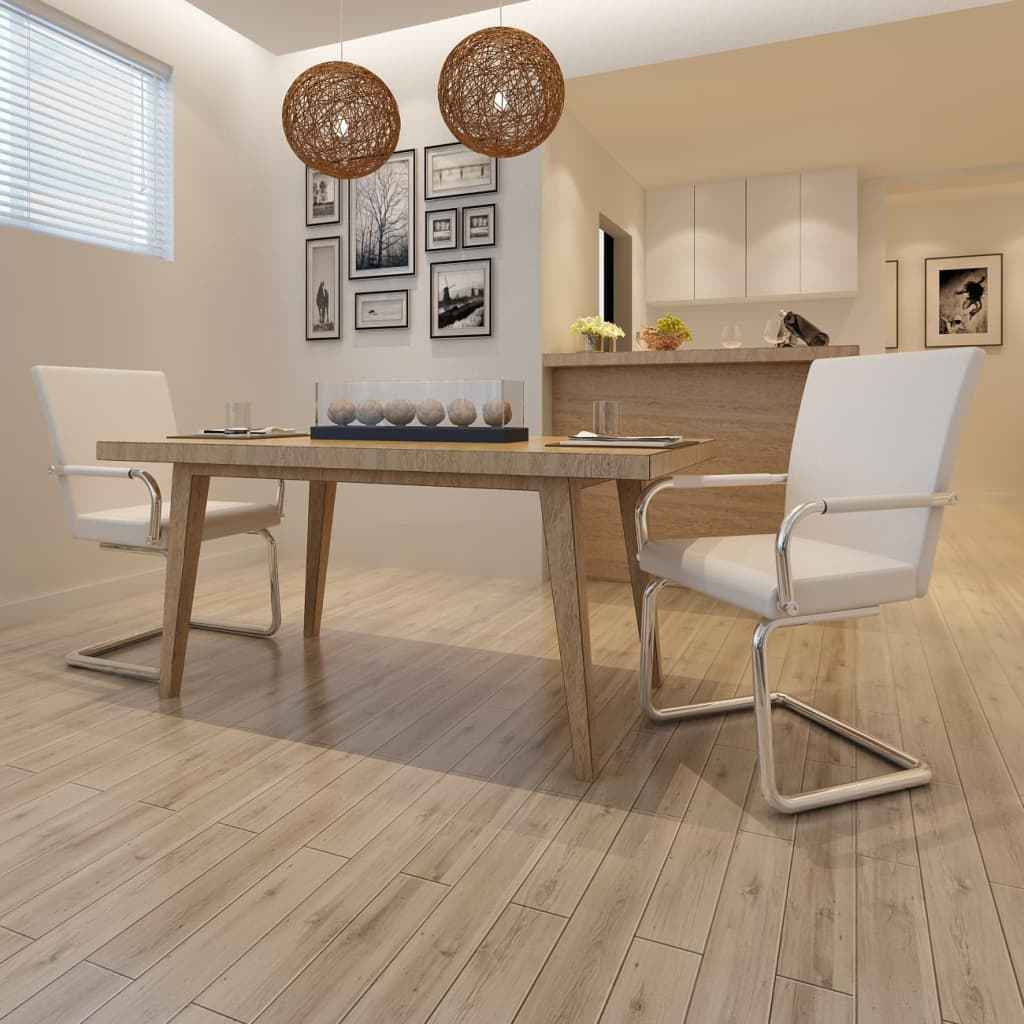 vidaXL Cadeiras de jantar cantilever 2 pcs couro artificial branco