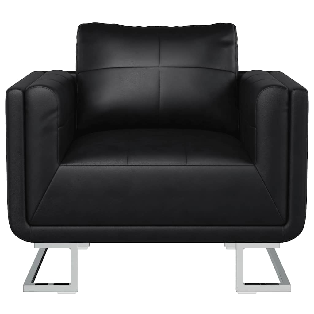 vidaXL Poltrona cubo com pés cromados couro artificial castanho