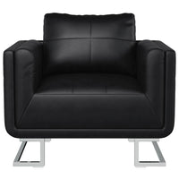 vidaXL Poltrona cubo com pés cromados couro artificial castanho