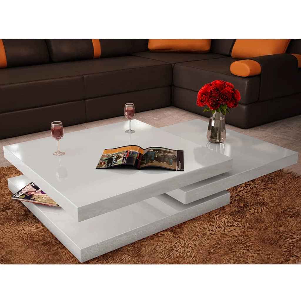vidaXL Mesa de centro 3 níveis branco brilhante