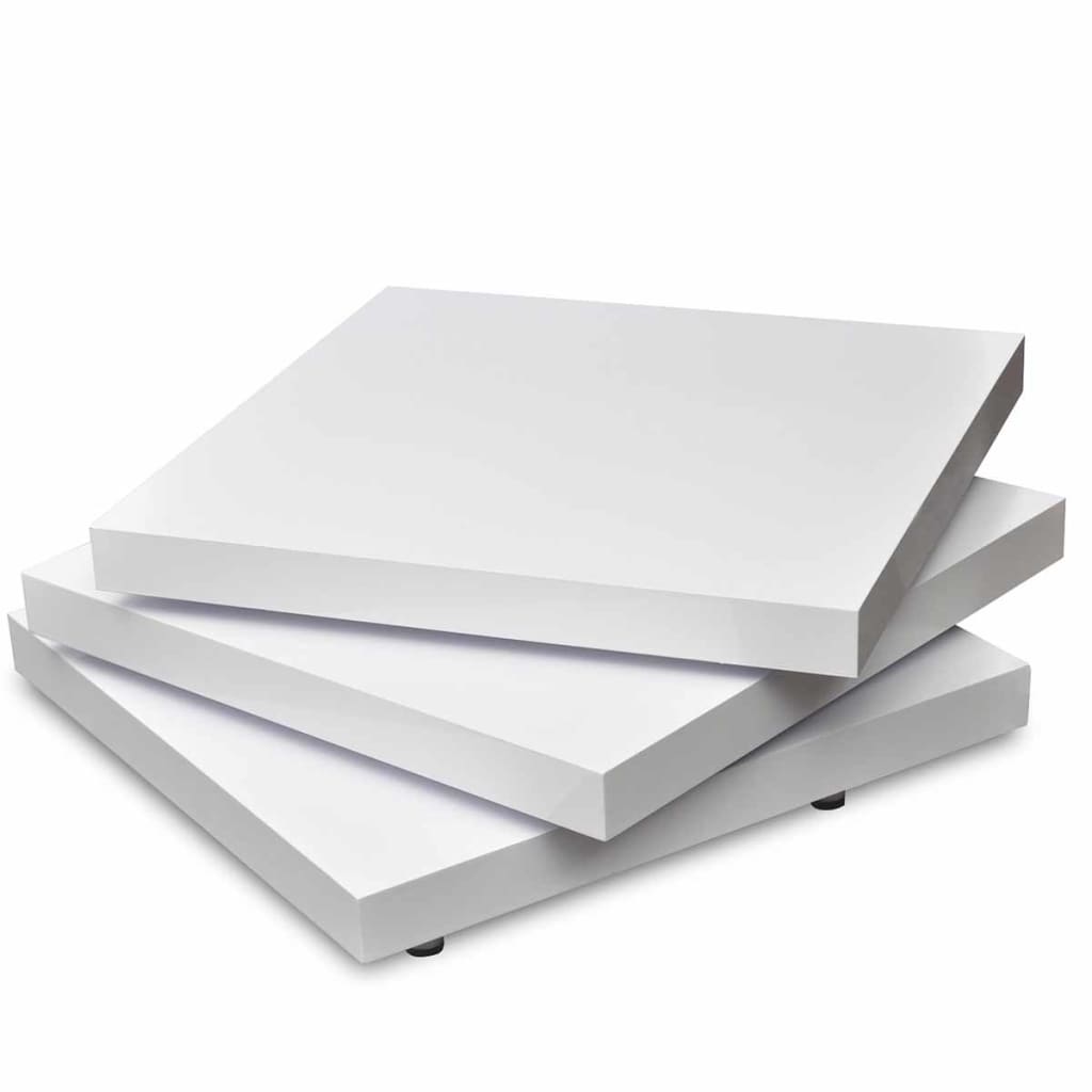 vidaXL Mesa de centro 3 níveis branco brilhante