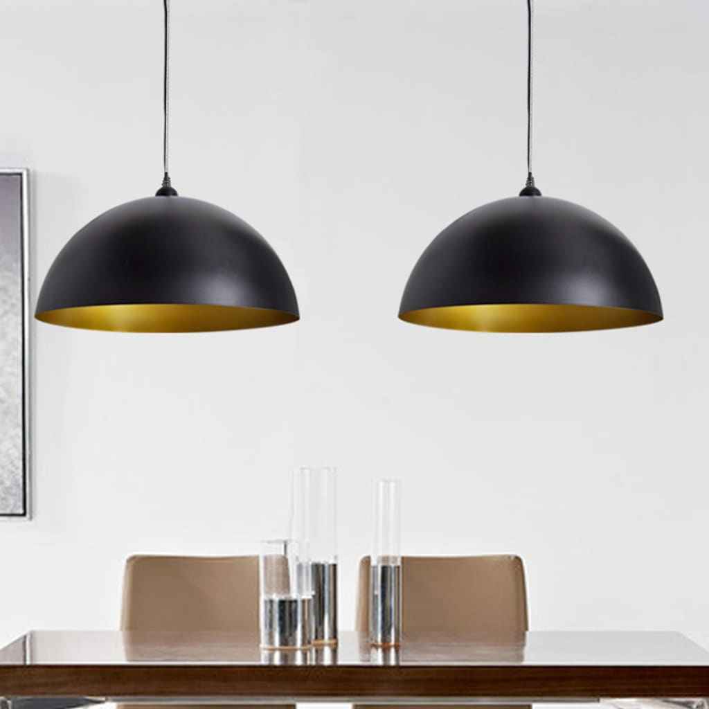 vidaXL Candeeiros de teto 2 pcs altura ajustável semiesféricos preto