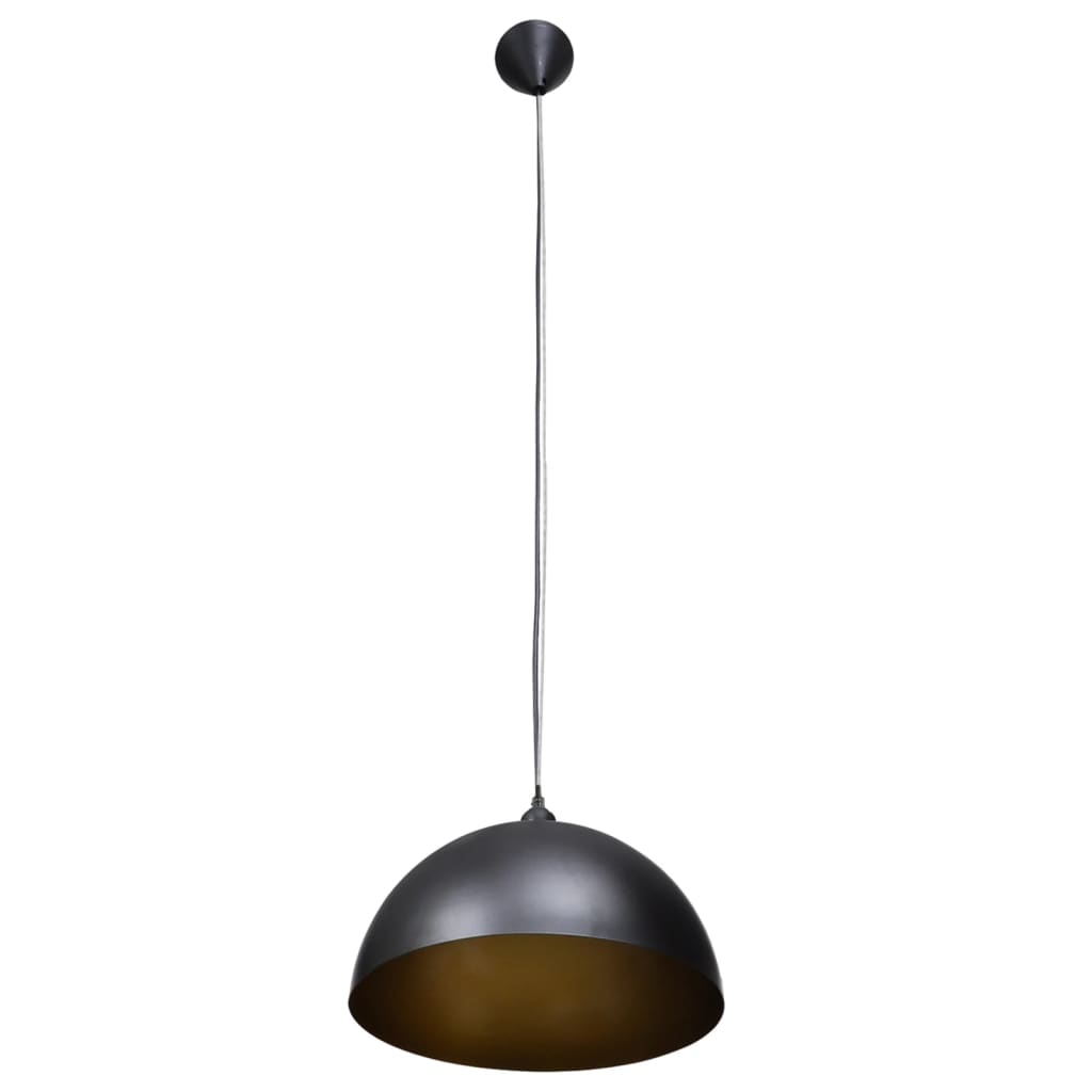 vidaXL Candeeiros de teto 2 pcs altura ajustável semiesféricos preto