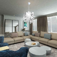 Candelabro de teto, modelo com folhas 21,5 x 30 cm, prateado