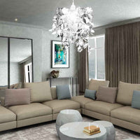 Candelabro de teto, modelo com folhas 21,5 x 30 cm, prateado