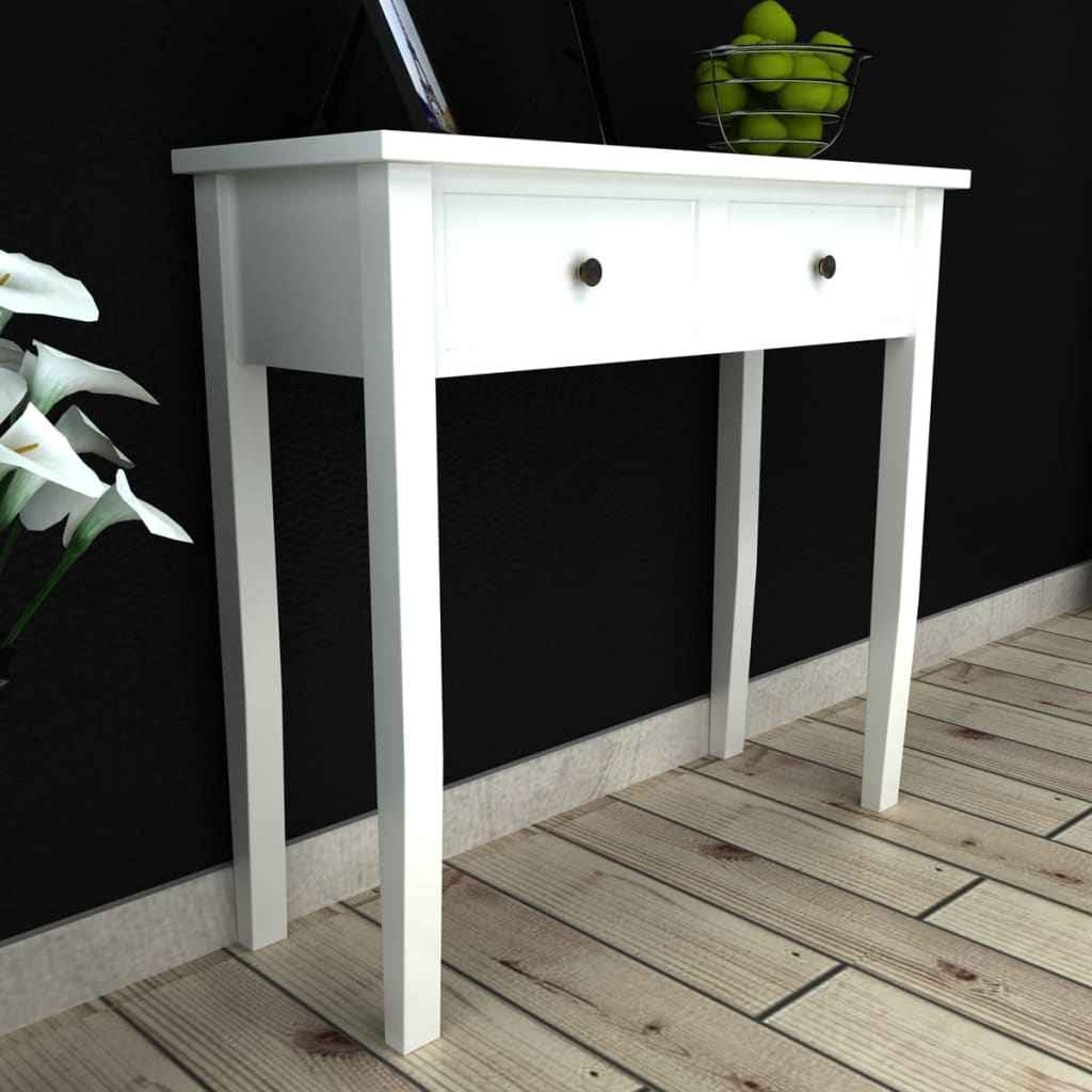 vidaXL Toucador/mesa consola com duas gavetas branco