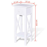 vidaXL Mesa lateral com gaveta branco