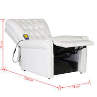 vidaXL Cadeira de Massagem Elétrica Branco creme 78 x 148 x 71 cm