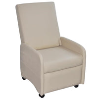 vidaXL Poltrona reclinável em couro artificial creme