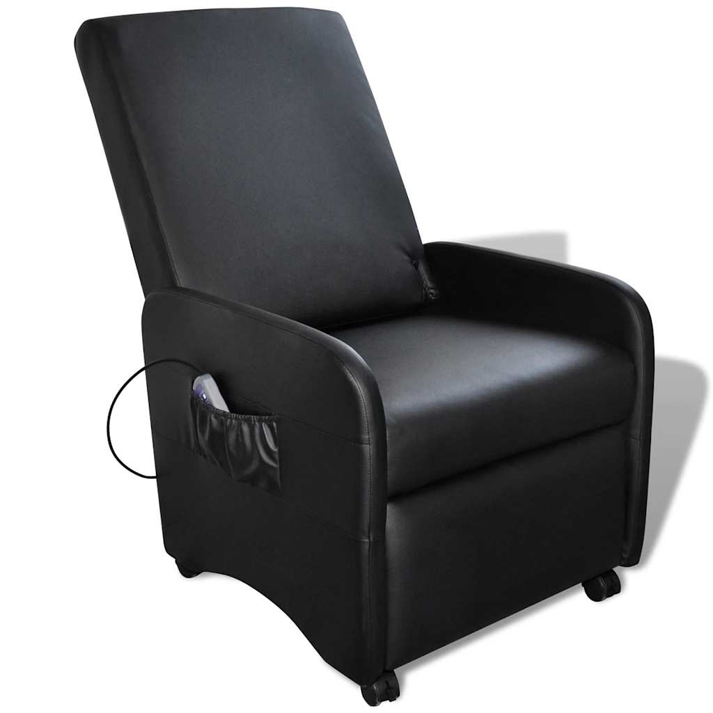 vidaXL Cadeira de massagens couro artificial preto