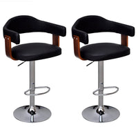 vidaXL Bancos de bar 2 pcs madeira curvada e couro artificial creme