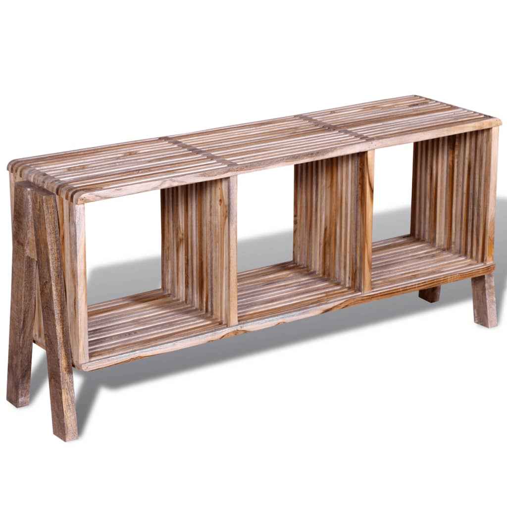 Armário TV com 3 prateleiras empilháveis, teca recuperada