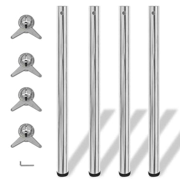 4 pernas de mesa, altura ajustável, cromo 710 mm