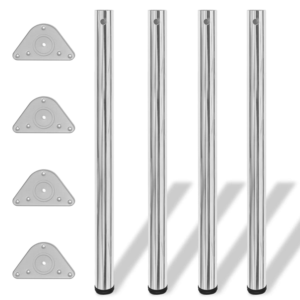 4 pernas de mesa, altura ajustável, cromo 710 mm