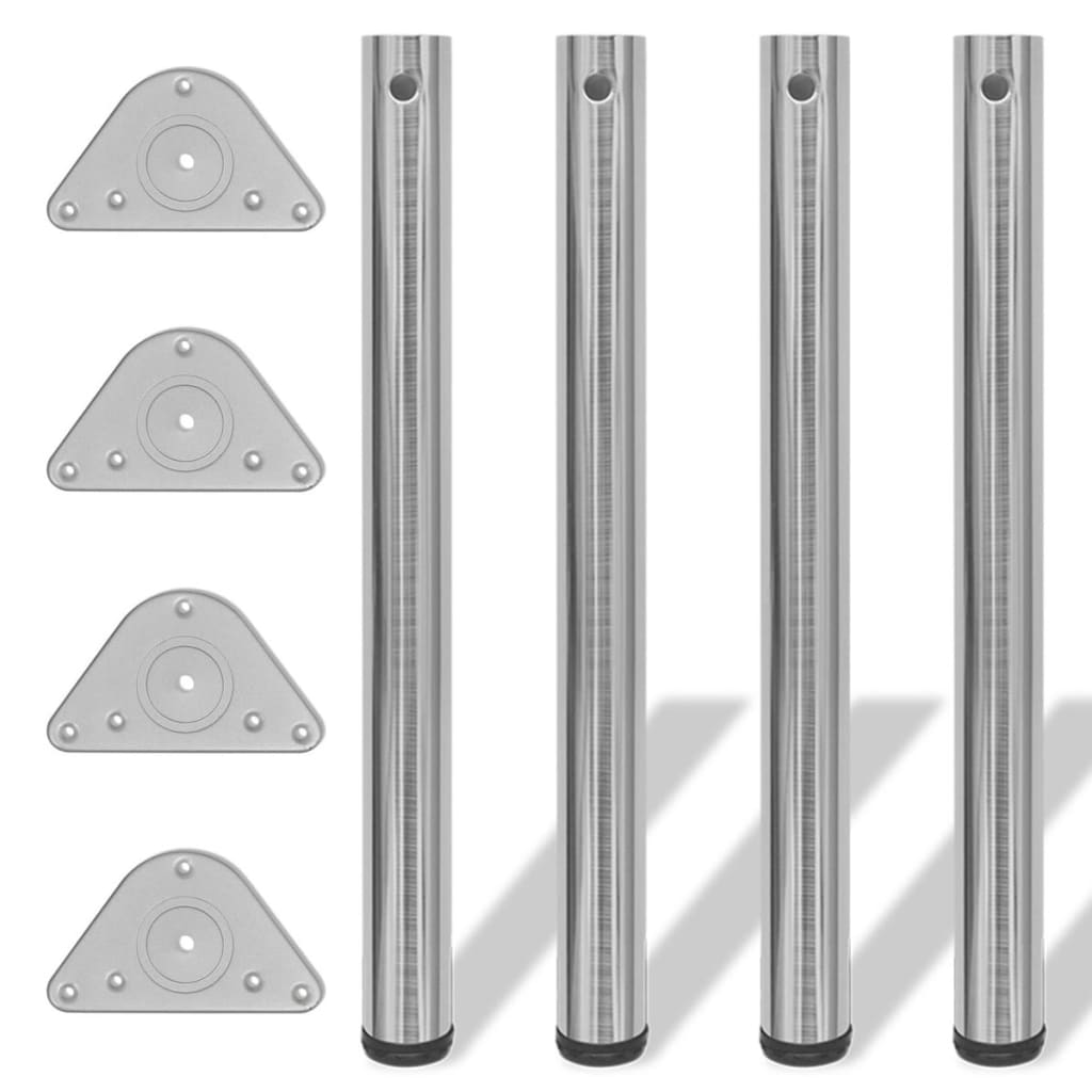 4 pernas de mesa, altura ajustável, cromo 710 mm