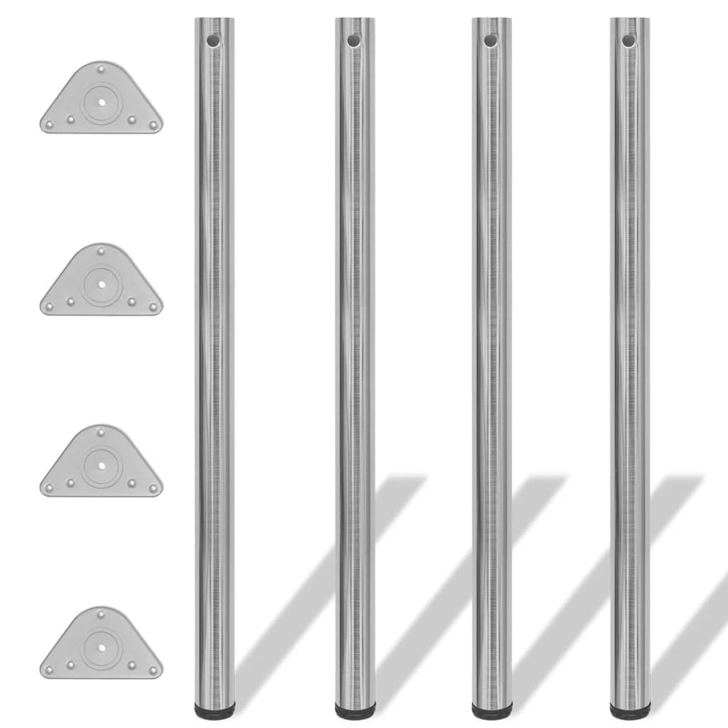 4 pernas de mesa, altura ajustável, cromo 710 mm