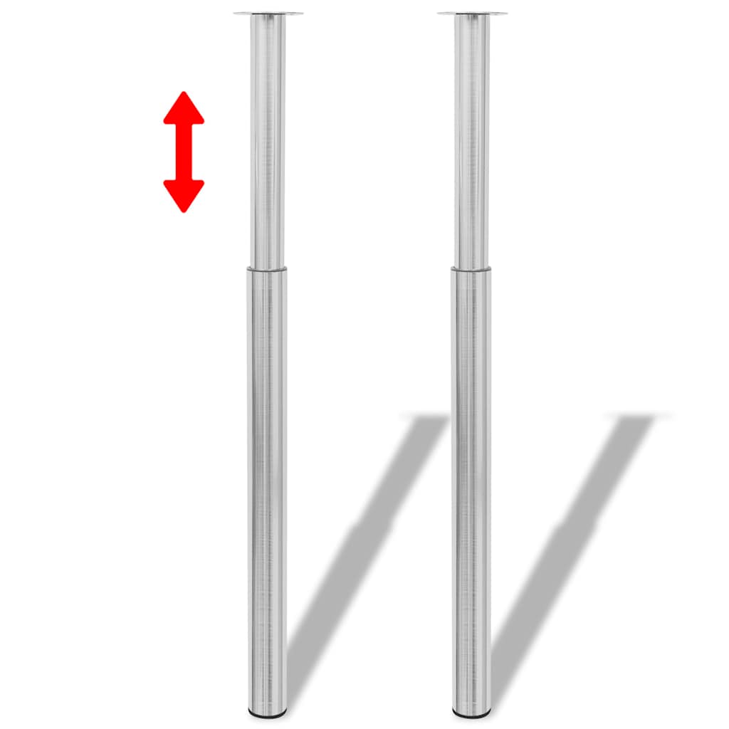 2 Pernas de mesa telescópicas, cromado 710 mm-1100 mm