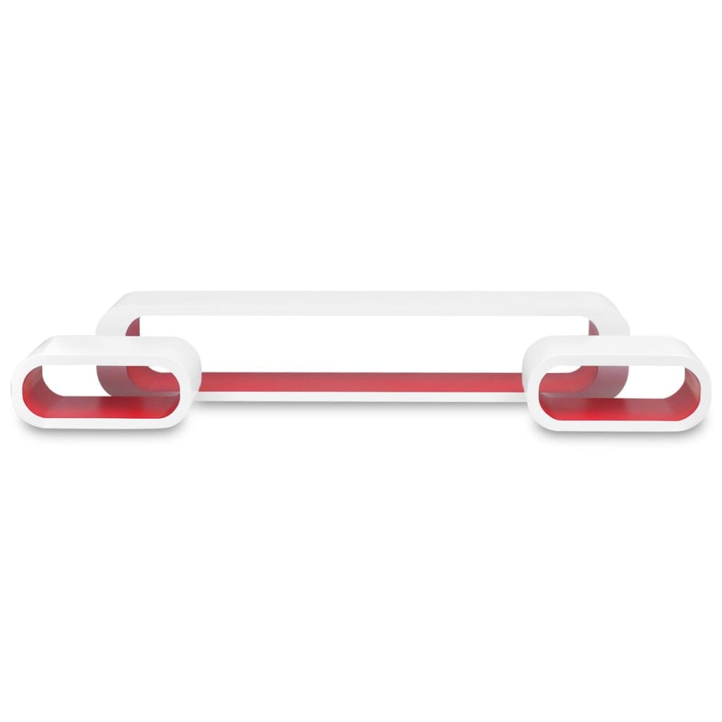 Conjunto 3 prateleiras/cubos de parede MDF branco-vermelho