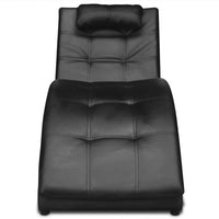 vidaXL Chaise longue com almofada couro artificial preto