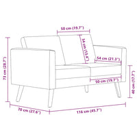 vidaXL Sofá de 2 lugares em tecido cinzento claro