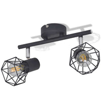 Candeeiro estilo industrial com 2 lâmpadas de filamento LED preto