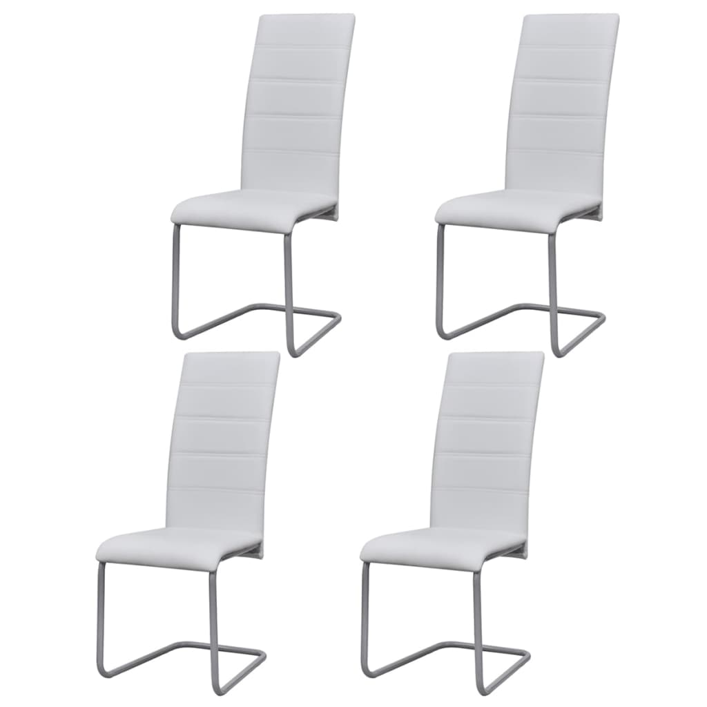 vidaXL Cadeiras de jantar cantilever 2 pcs couro artificial branco