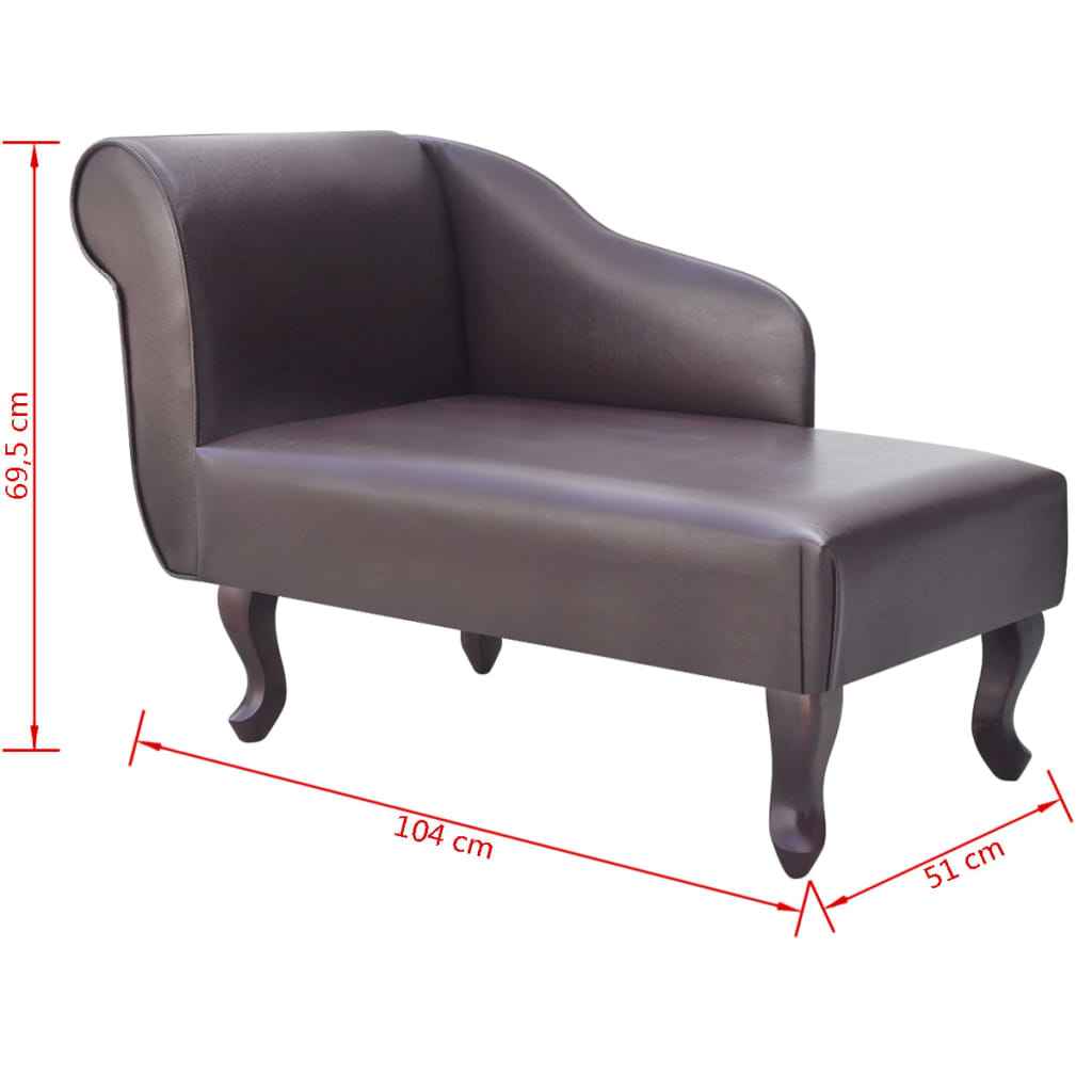 vidaXL Chaise longue couro artificial castanho