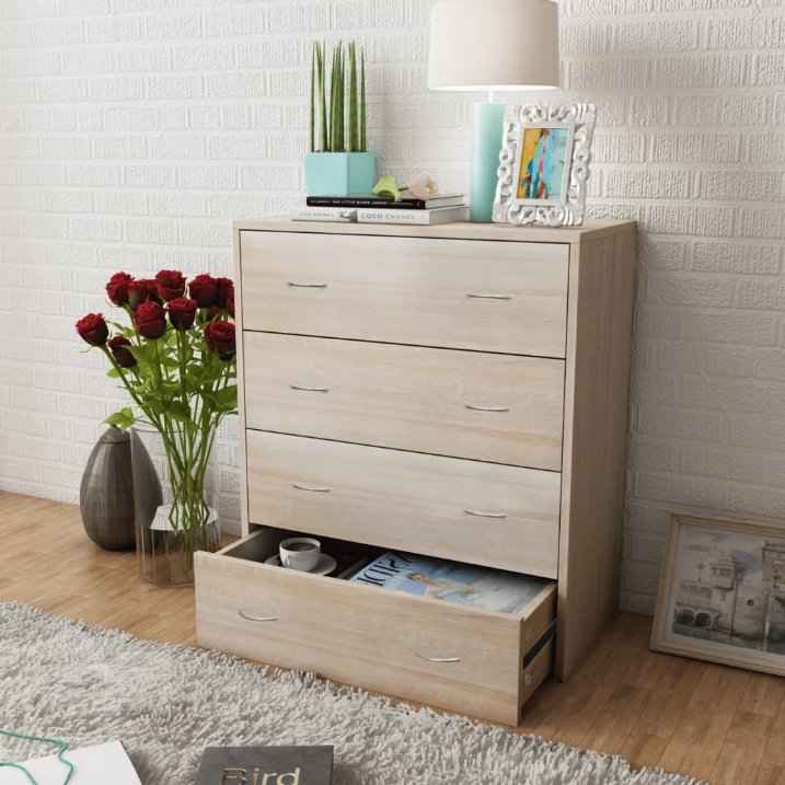 vidaXL Aparador com 4 gavetas 60 x 30,5 x 71 cm carvalho