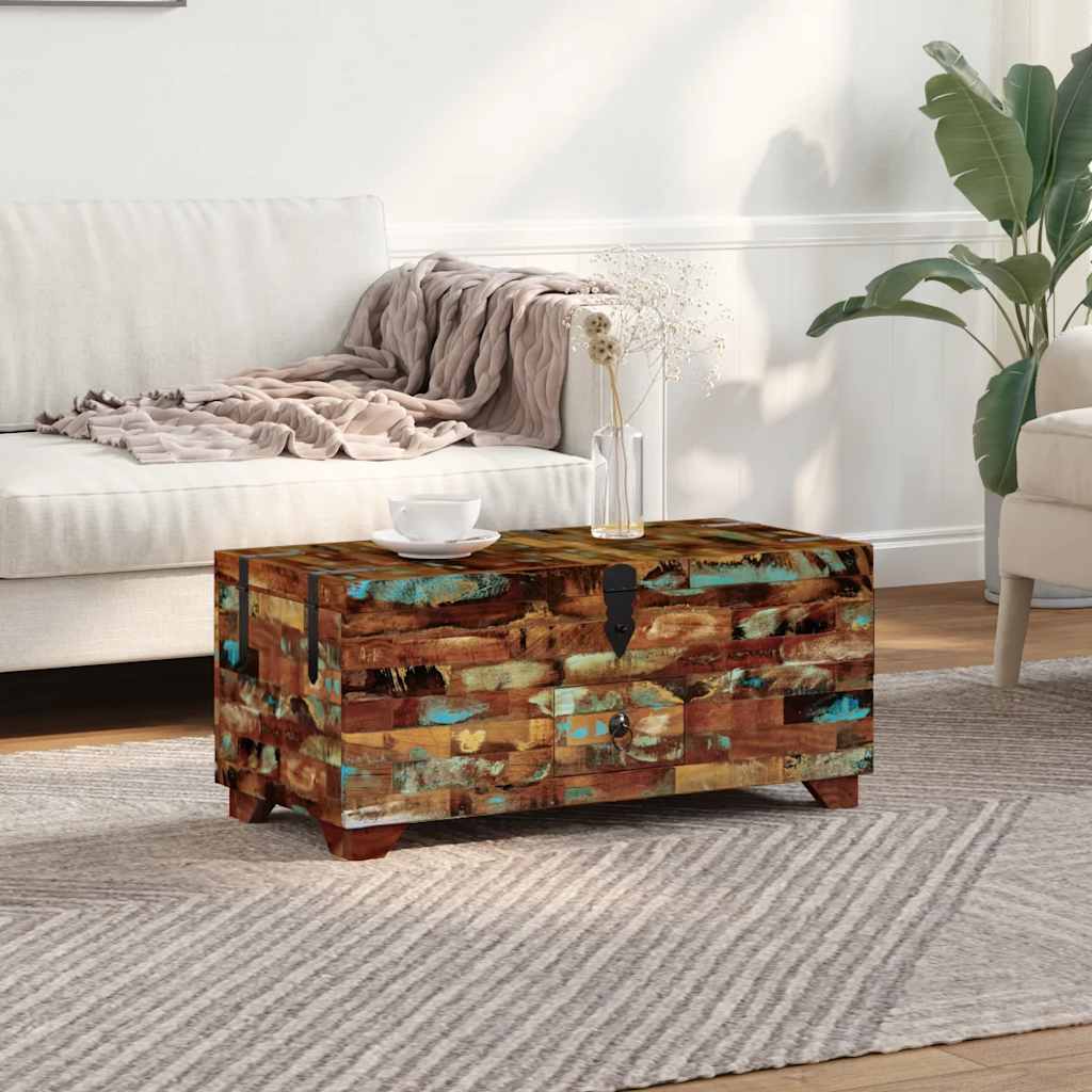 vidaXL Mesa de centro baú/caixa 80x40x35cm madeira reciclada maciça