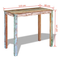 vidaXL Mesa de bar 115x60x107 cm madeira reciclada sólida