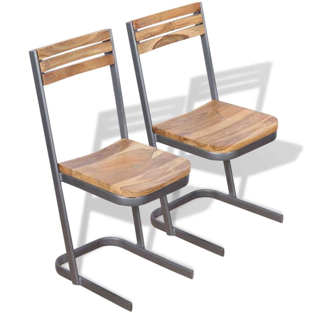 vidaXL Cadeiras de jantar 2 pcs madeira teca maciça