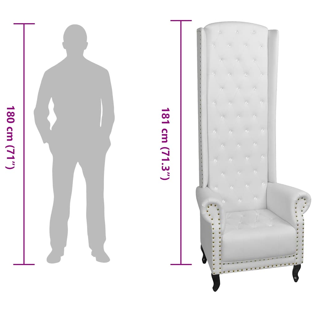 vidaXL Poltrona de costas altas couro artificial branco