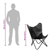 vidaXL Cadeira borboleta em couro genuíno preto