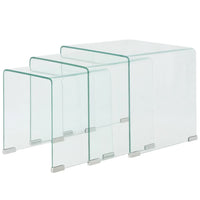 vidaXL Conjunto mesas de encastrar 3 pcs vidro temperado transparente
