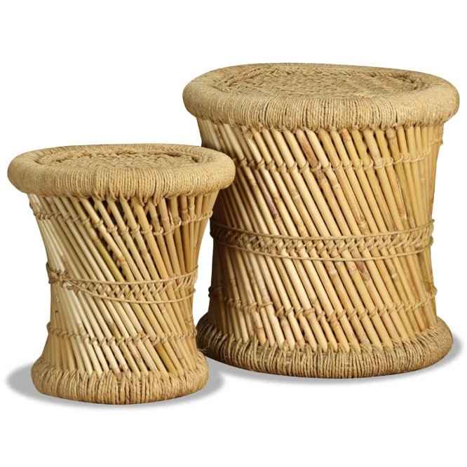 vidaXL Bancos com detalhes chindi 2 pcs bambu multicor