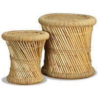 vidaXL Bancos com detalhes chindi 2 pcs bambu multicor