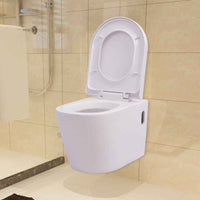 vidaXL Sanita de pendurar na parede em cerâmica, branco