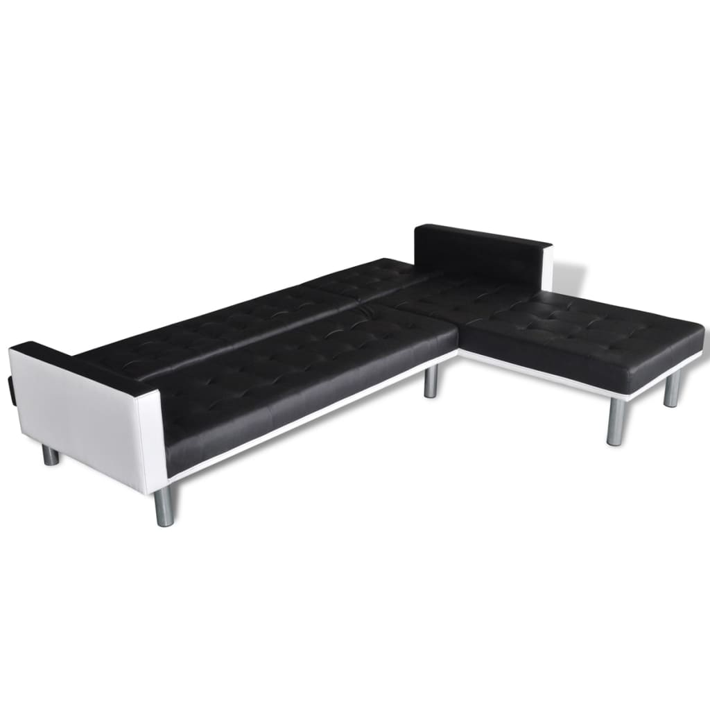 vidaXL Sofá-cama em forma de L, couro artificial, branco