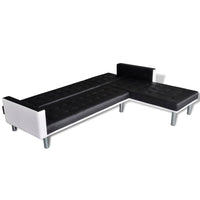 vidaXL Sofá-cama em forma de L, couro artificial, branco