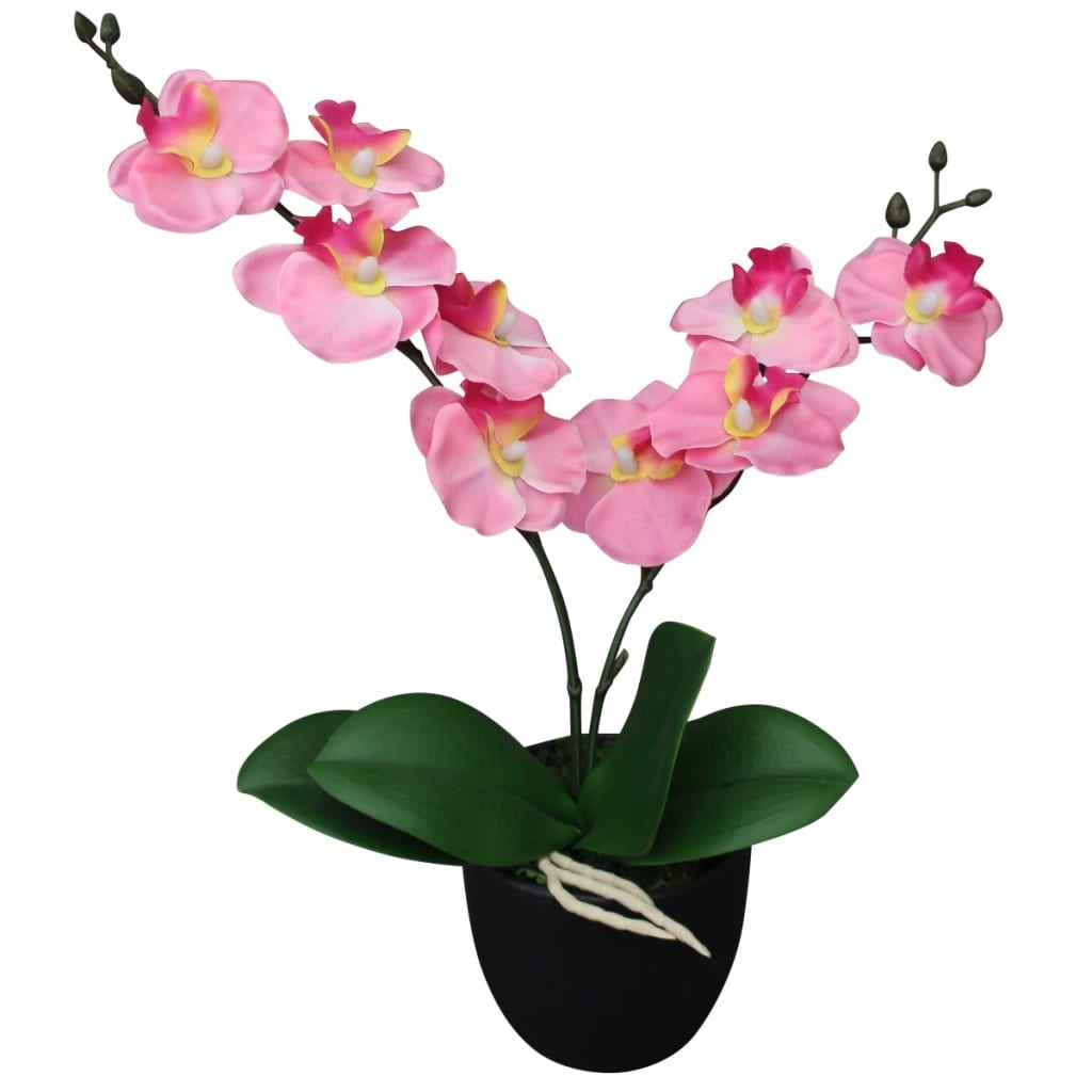 vidaXL Planta orquídea artificial com vaso 30 cm branco