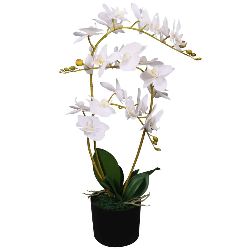 vidaXL Planta orquídea artificial com vaso 30 cm branco