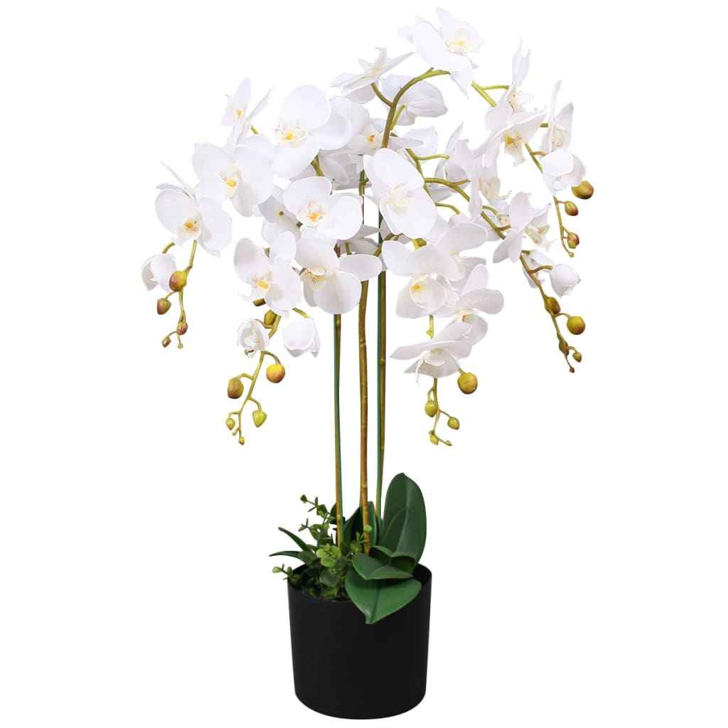 vidaXL Planta orquídea artificial com vaso 30 cm branco