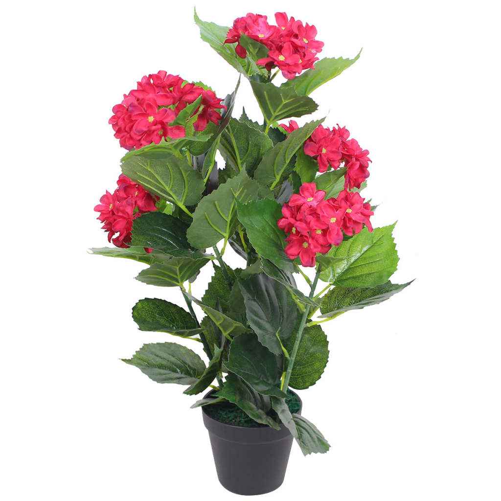 vidaXL Planta hortênsia artificial com vaso 60 cm vermelha
