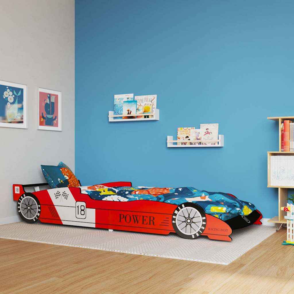 vidaXL Cama carro de corrida para crianças 90x200 cm vermelho